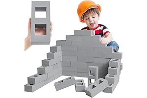 Zhanmai 50 Pack Fake Cinder Block Foam Brick Building Blocks