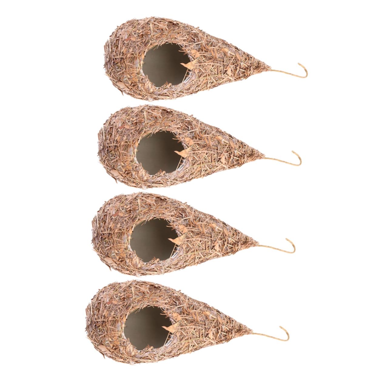 Mikikit 4Pcs Premium Hanging Bird Nest Artificial Grass Weaving Bird House for Balcony Durable Outdoor Decor for Garden Patio for Bird Breeding Shelter