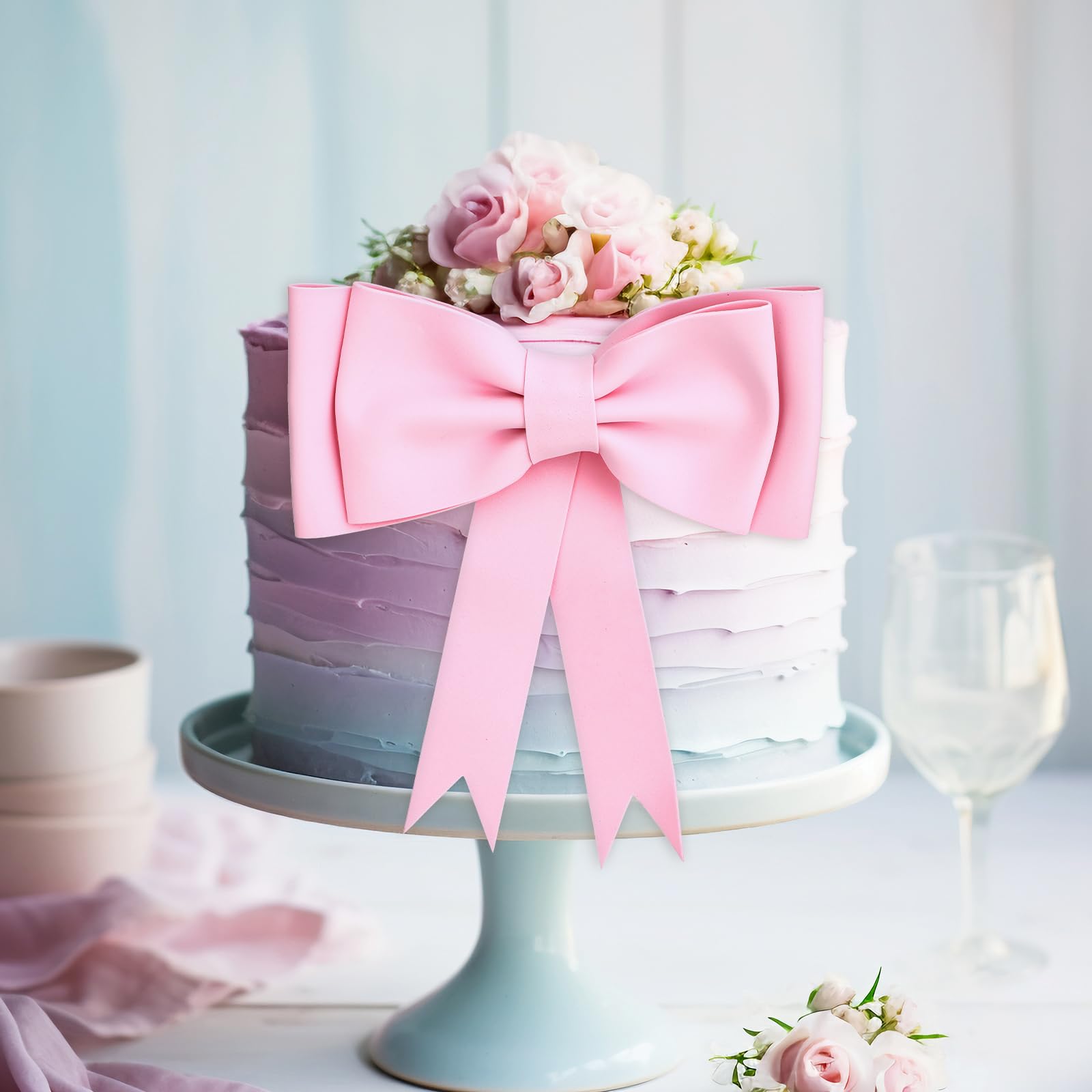 Décoration De Gâteau D'anniversaire Avec Nœud Rose « Happy