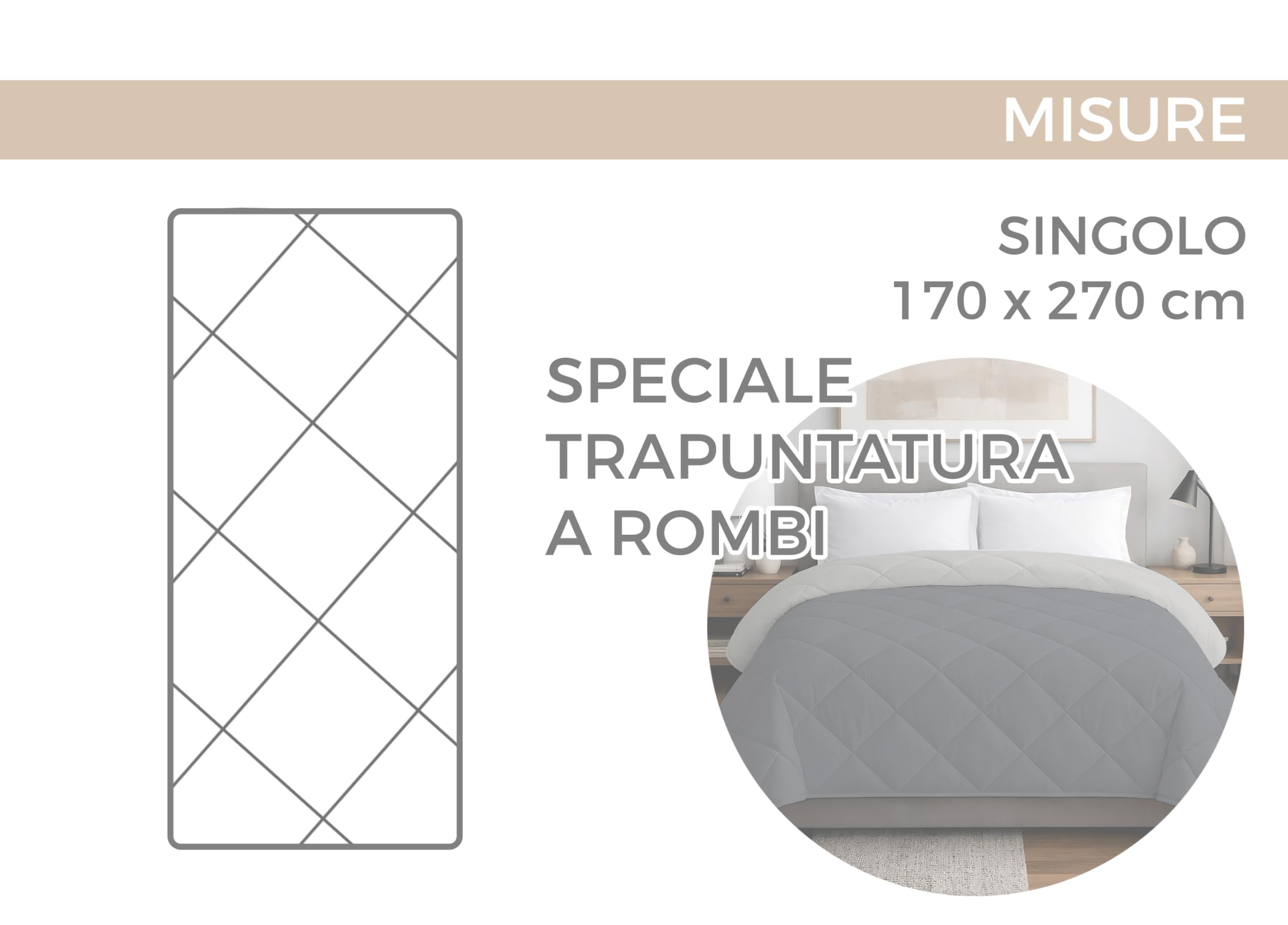 BIANCHERIAWEB Trapuntino Piumino Estivo Primaverile 100g Disegno Corvara Singolo Corvara
