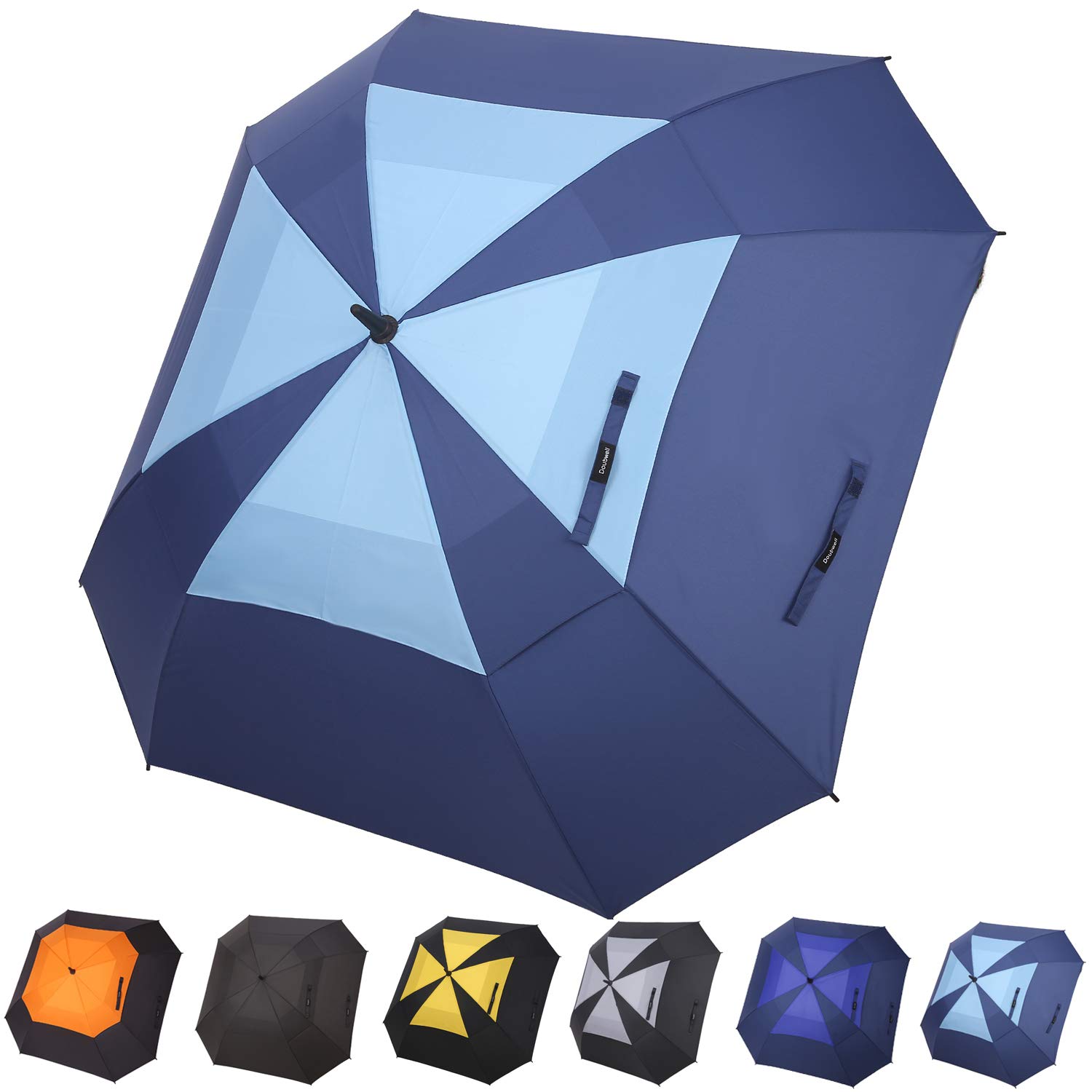 Doubwell Golf-Regenschirm 157cm - Winddicht Bis 55km/h - UPF 50+ UV-Schutz Mit Fiberglas-Rippen