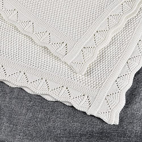 Pinuotu Baby Blanket, Baby Nursery & Stroller Blanket, Waffle Knit Blanket Swaddle Blanket Stroller Cover for Girls Boys,40x30 inch (Milk White)