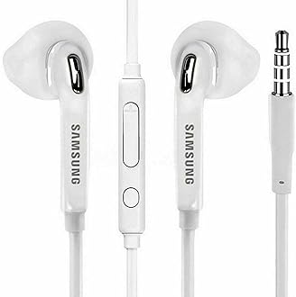 Genuine Original White Samsung EO-EG920BW In Ear Headphones/Stereo Headset/Handsfree Kit/Hybrid Headphones 3.5mm With Tangle-Free Flat Cable Including Mic For Samsung Devices.
