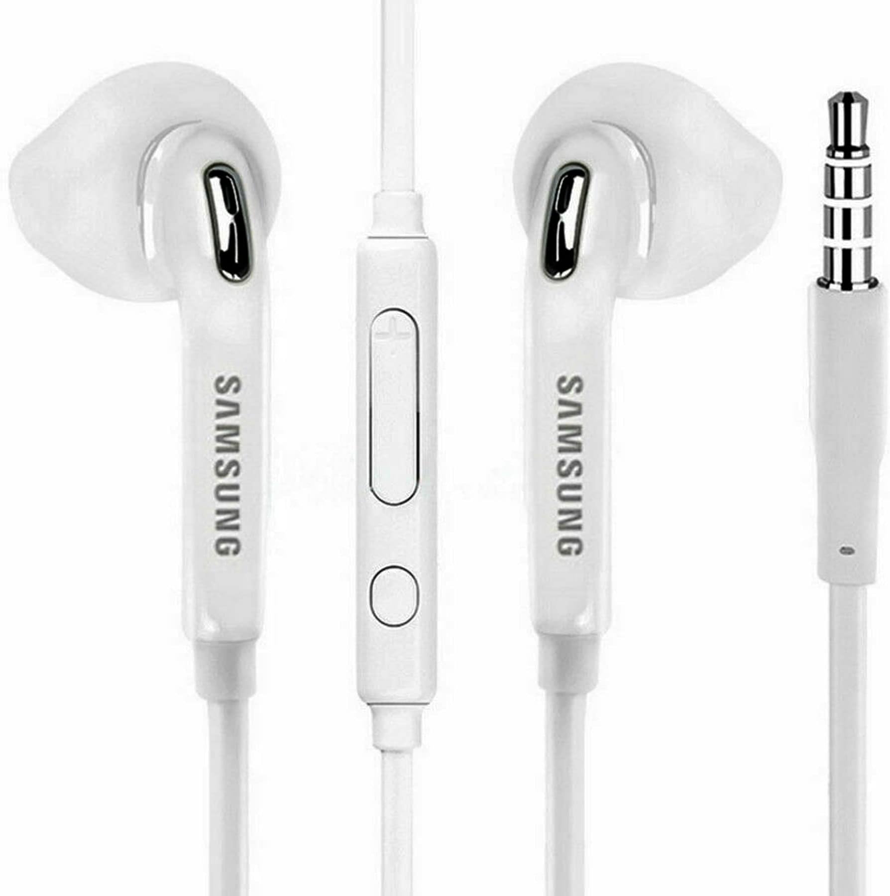 Genuine Original White Samsung EO-EG920BW In Ear Headphones/Stereo Headset/Handsfree Kit/Hybrid Headphones 3.5mm With Tangle-Free Flat Cable Including Mic For Samsung Devices.