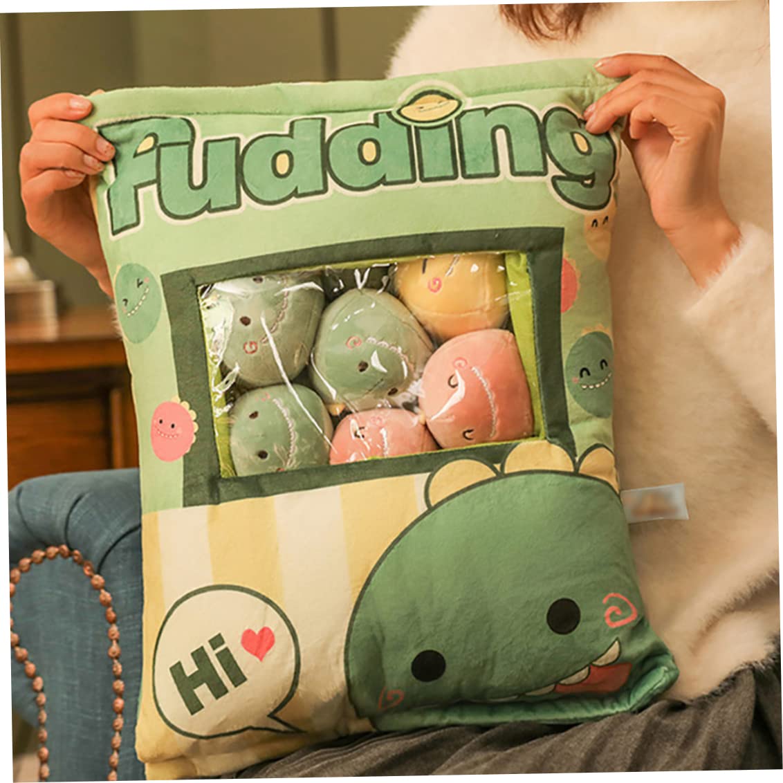 Lindo Snack Almohada rellena Mini Dinosaurios muñecas pudín Juguetes de Peluche Suave sofá Almohada para decoración del hogar Estilo 2