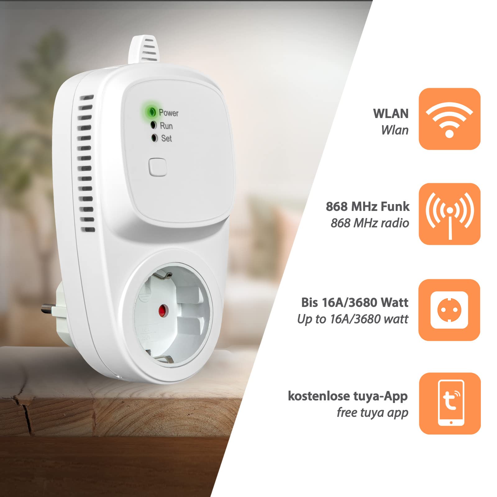 868MHz Funk-Thermostat/Raumregler Set, Sender mit Batteriebetrieb (2X AAA), Tuya Smart App für Smartphone & Tablet