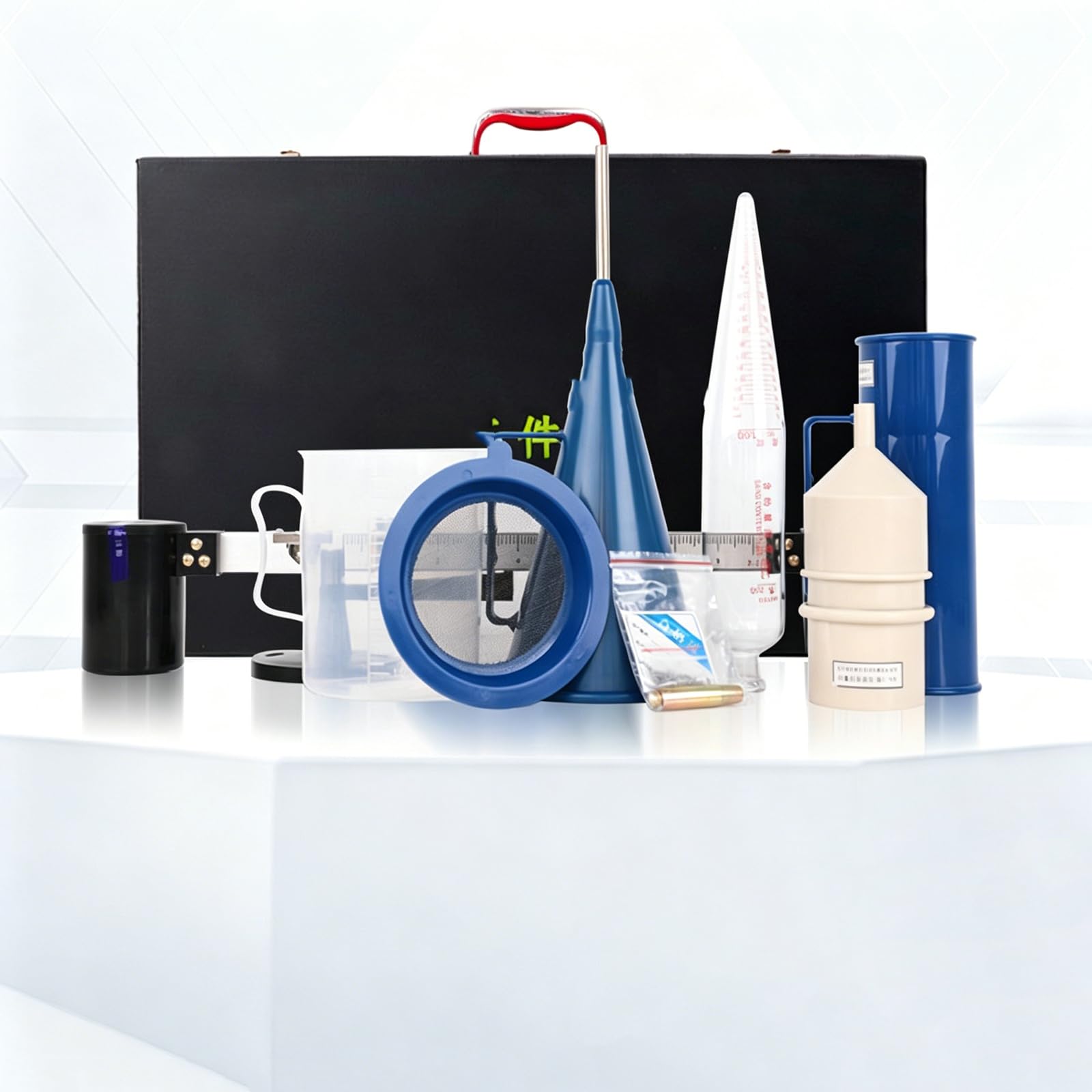 Kit de viscosímetro de lodo portátil, probador de lodo de 3 piezas con caja de aluminio, reómetro preciso para análisis de laboratorio y campo, probador de contenido de arena, hidrómetro de lodo