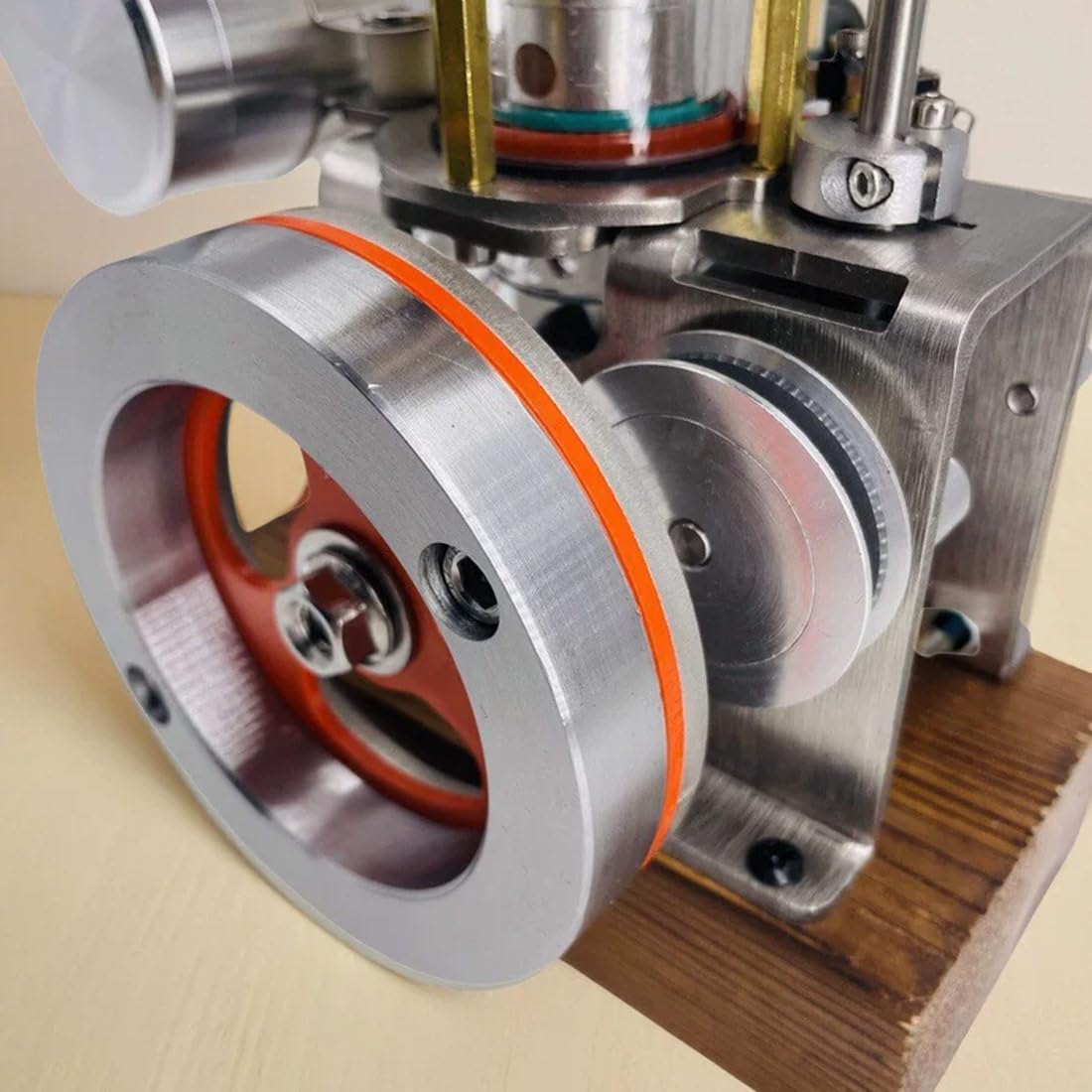 Four-Stroke Water-Cooled Engine Model, Assembled Metal Demonstration Device with Visible Mechanism, Educational Display Desktop Model