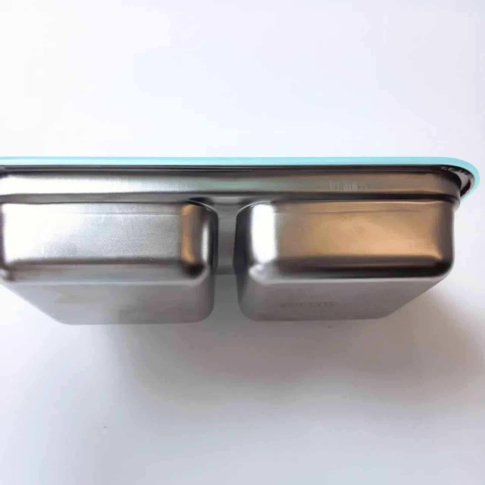 Set di contenitori per snack in acciaio inossidabile, contenitore per alimenti con 2 scomparti, capacità 590 ml, 20 x 10,5 x 4 cm, coperchio a tenuta stagna, impilabile (4)