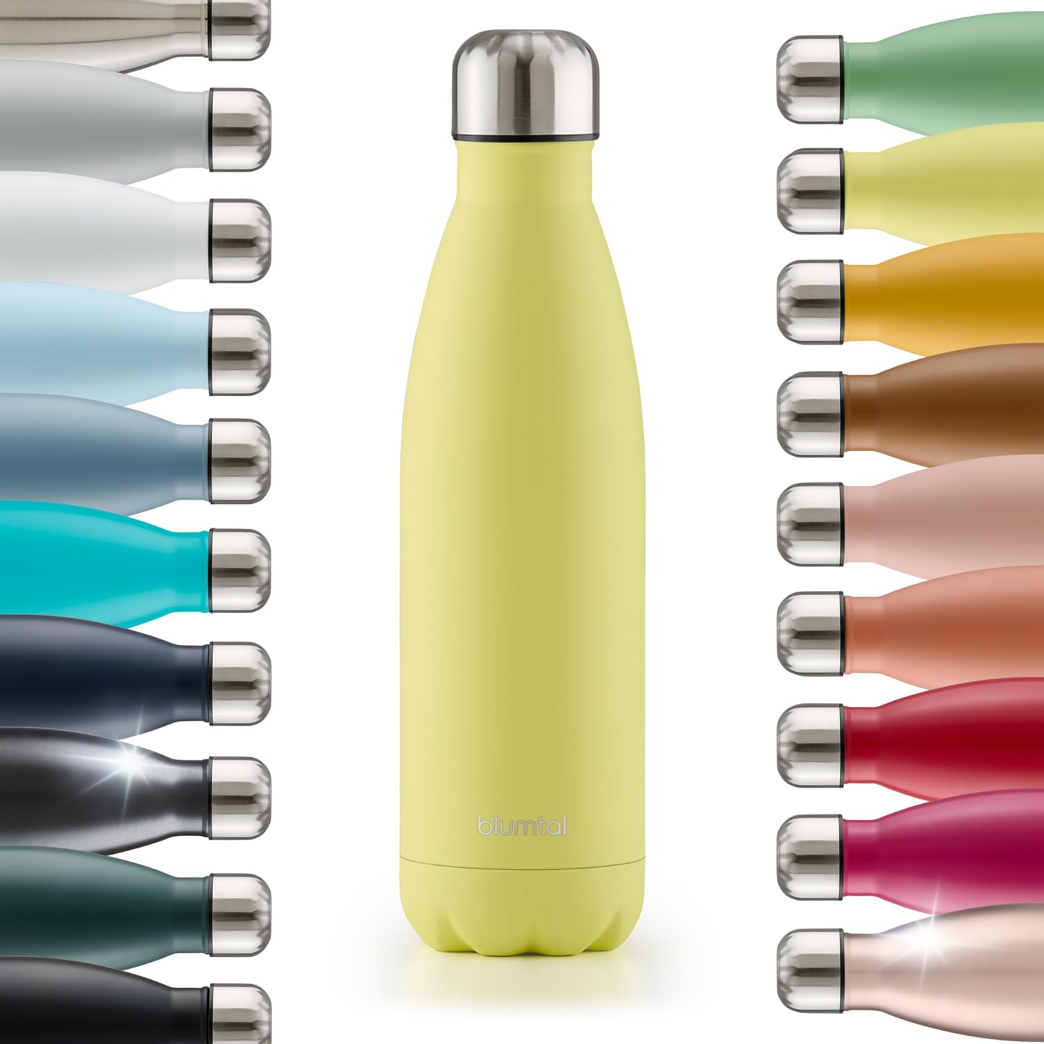 Blumtal Trinkflasche 1000 ml Edelstahl - auslaufsichere Isolierflasche - BPA-freie Trinkflasche kalt & warm - doppelwandige Insulated Bottle - rostbeständige Isolierflasche New Yellow - Gelb
