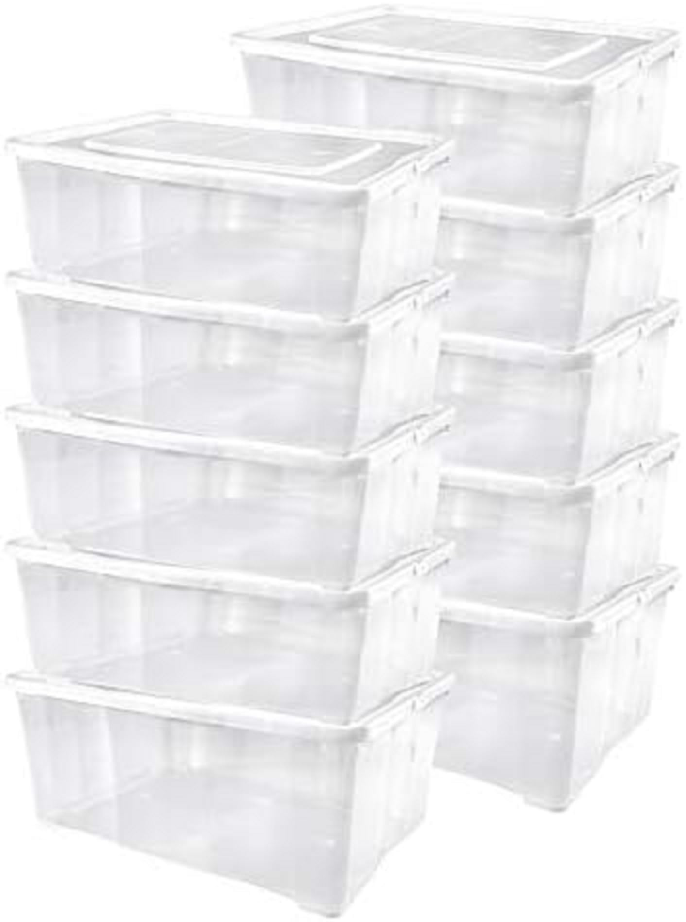 10 er Set Alpfa Schuhboxen je 10,0 Liter Inhalt - transparent mit Deckel - stapelbar 37x26x13 cm