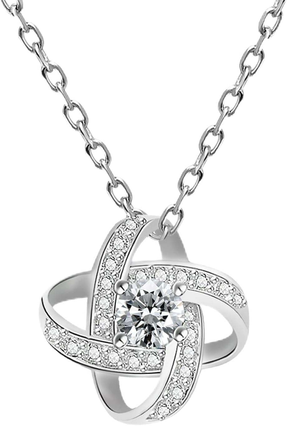 Mothers Day Gifts for Mom from Daughter Son, Mom Birthday Gifts for Teens Girls Girlfriend Mom Women Necklace 925 Sterling Silver Necklace Love Knot Necklace Sunflower Necklace for Women