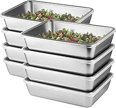 2000ML Stainless Steel Food Storage Container with Transparent Lid | Kitchen, Microwave, Freezer, Dishwasher Safe (Silver, Rectangle) (Pack Of 08)