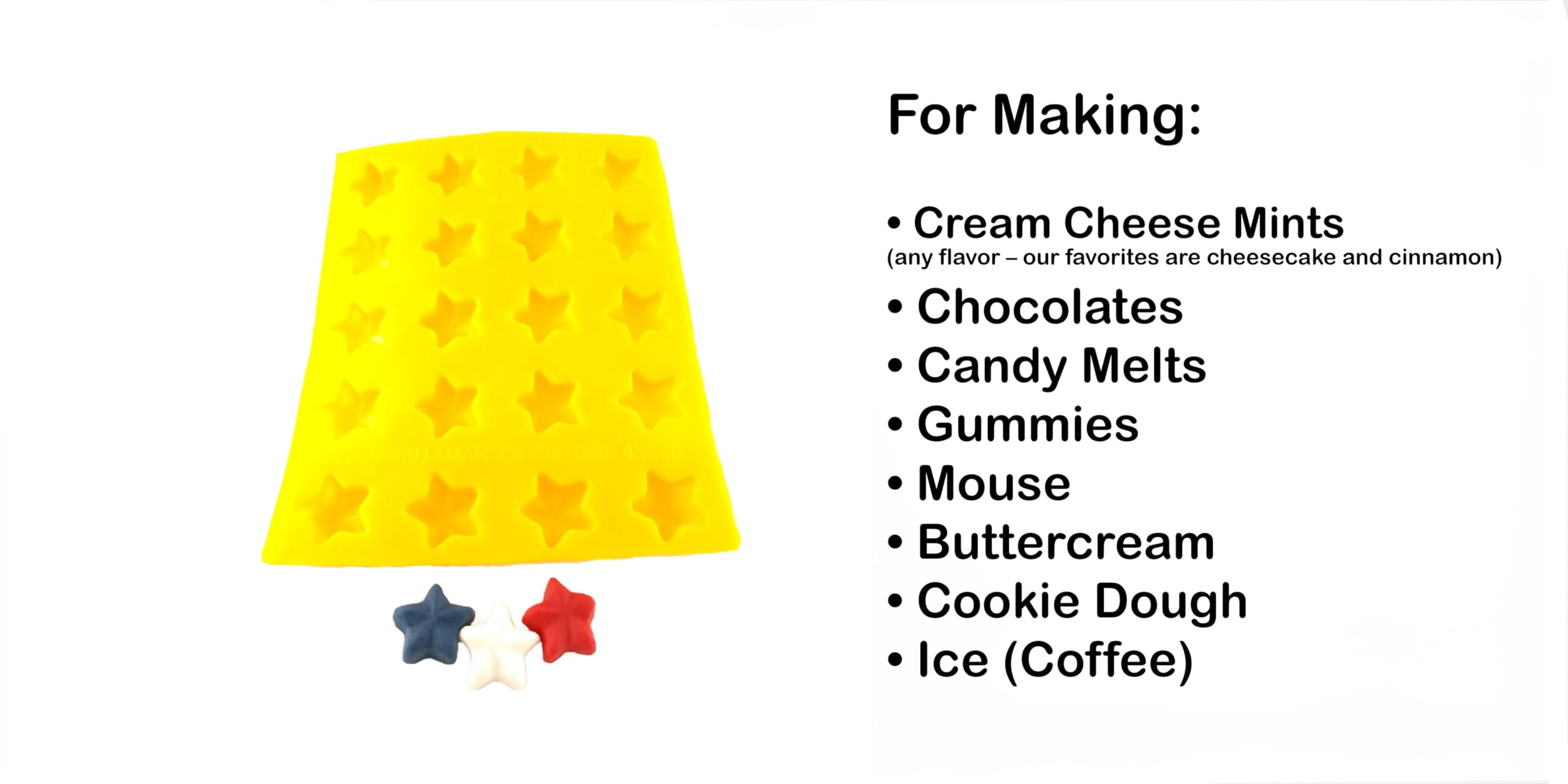 Moldes flexibles, diseño de estrella (20 cavidades) – Moldes de menta de queso crema – Candy Melts – fondant – Caramelos – Moldes de caramelo suaves