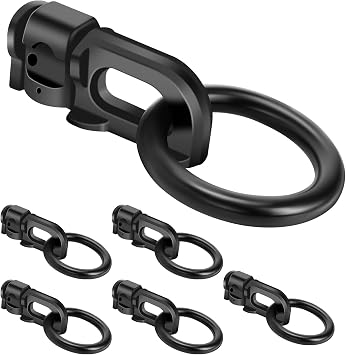 L-Track Double Stud Tie Down Fitting with O Ring | Used with L Track Rail for Truck Bed,Trailer Cargo Control,Pickup,RV,ATV,Bearing 5000 LBS Heavy Duty Steel Pack of 6 Black