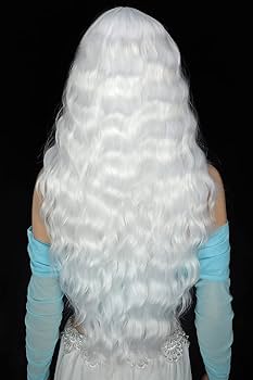 PORSMEER Parrucche Biondo Platino Lunghe Ondulate Per Donne,parte Centrale Soffice Parrucca Riccia,parrucche Sintetiche Naturali Resistenti Al Calore Per Tutti I Giorni/feste - Foto 2