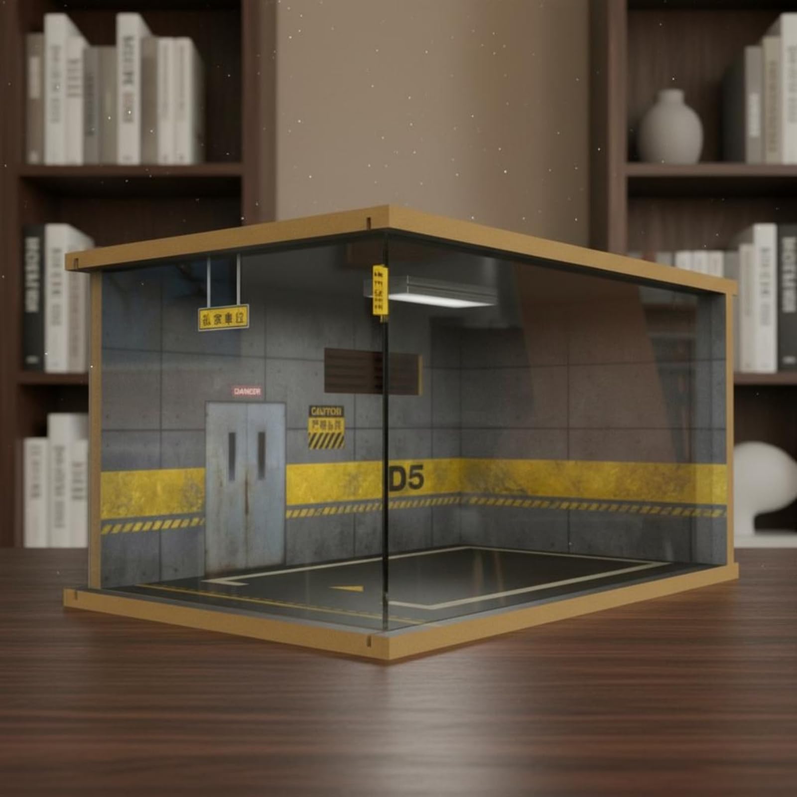 F Fityle Vitrina Expositora Garaje en Miniatura con Estructura Paneles Acrílico con Iluminación Led para Coleccionistas Escala 1 24 Acuada para Exhibición en Hogar, Style to 5