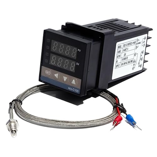 Miniatura 2 de REX-C100 Digital PID Temperature Thermostat Controller with M6 Thread Type K Thermocouple SSRRelay Output Controller Kit(Controller Set 2m,SSR