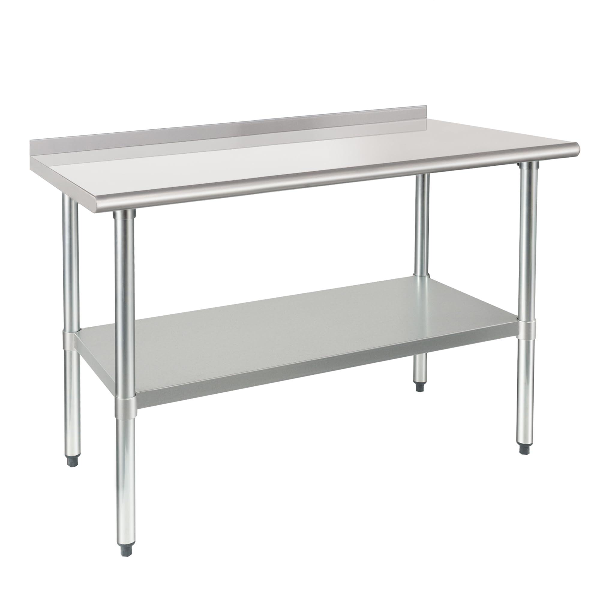 HARDURA Mesa de Acero Inoxidable para Preparación de Alimentos 61×122cm Heavy Duty Comercial con Estante Inferior y Revestimiento para Restaurante Cocina Casa y Hotel