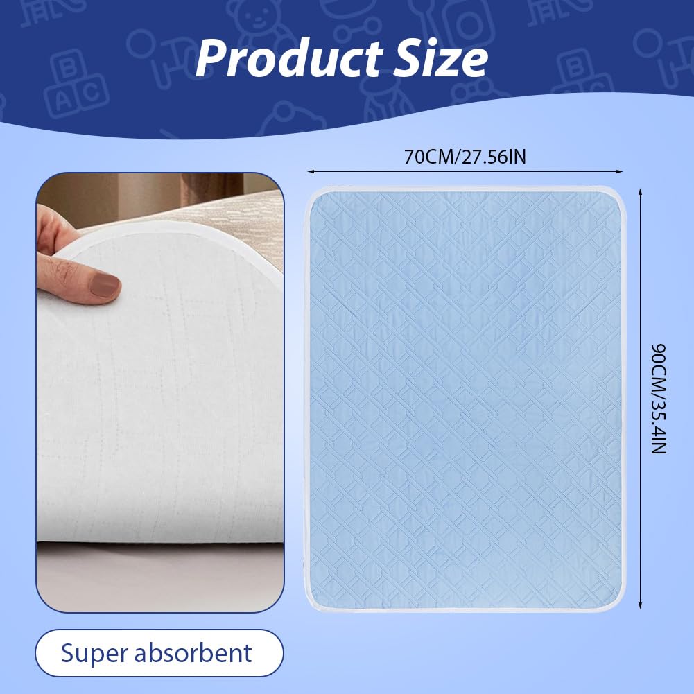 Set di 2 Traversa Impermeabile 70x90cm Panno Incontinenza Letto Super Assorbente 4 Strati Lavabile