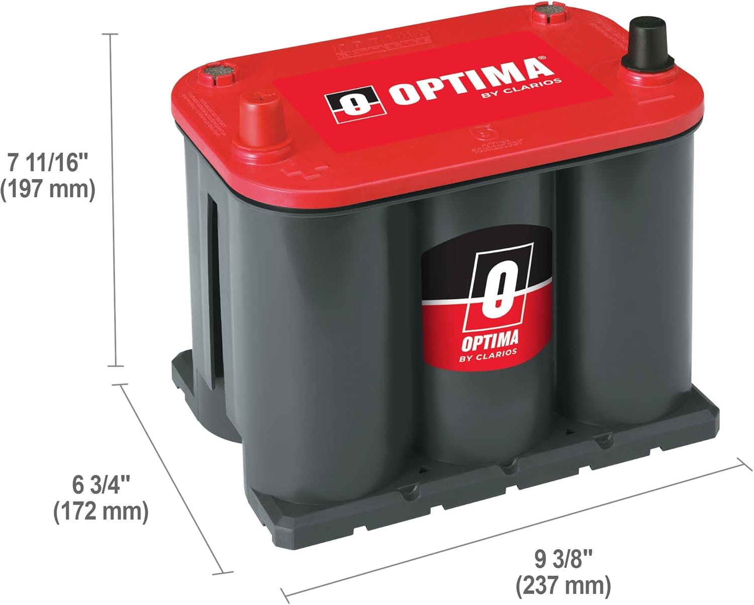 OPTIMA Batteries High Performance 25 RedTop Sealed AGM Car, Truck, and SUV Starting Battery, 720 CCA, SAE Terminal, Maintenance Free, Versitile Mounting