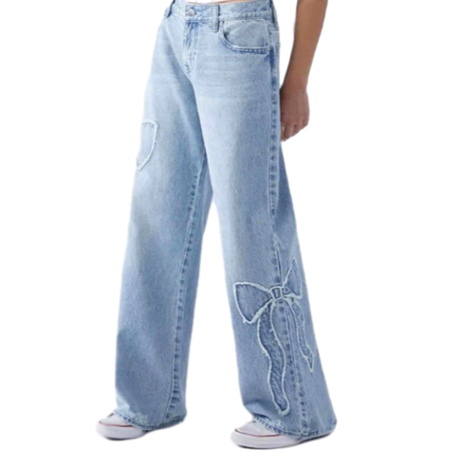 Damskie Spodnie Jeansowe Typu Stretch Fit z Prostymi Luźnymi Nogawkami Spodnie Jeansowe Baggy Stretch z Wysokim Stanem I Szerokimi Nogawkami Spodnie Jeansowe Mom Jeans z Prostymi