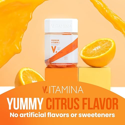Miniatura 4 de V ITAMINA Vitamina C prémium  Vitamina C masticable de 250 mg por porción, delicioso sabor cítrico, gomitas de apoyo inmunológico, veganas, sin