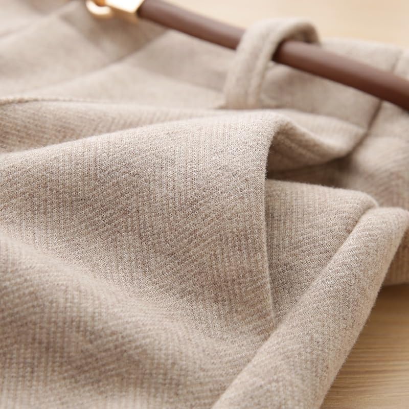 [Weweia] ハイウエスト ストレートパンツ ウール混 厚手 保温 女性用 オフィス通勤 秋冬防寒仕様 シームレスデザイン きれ