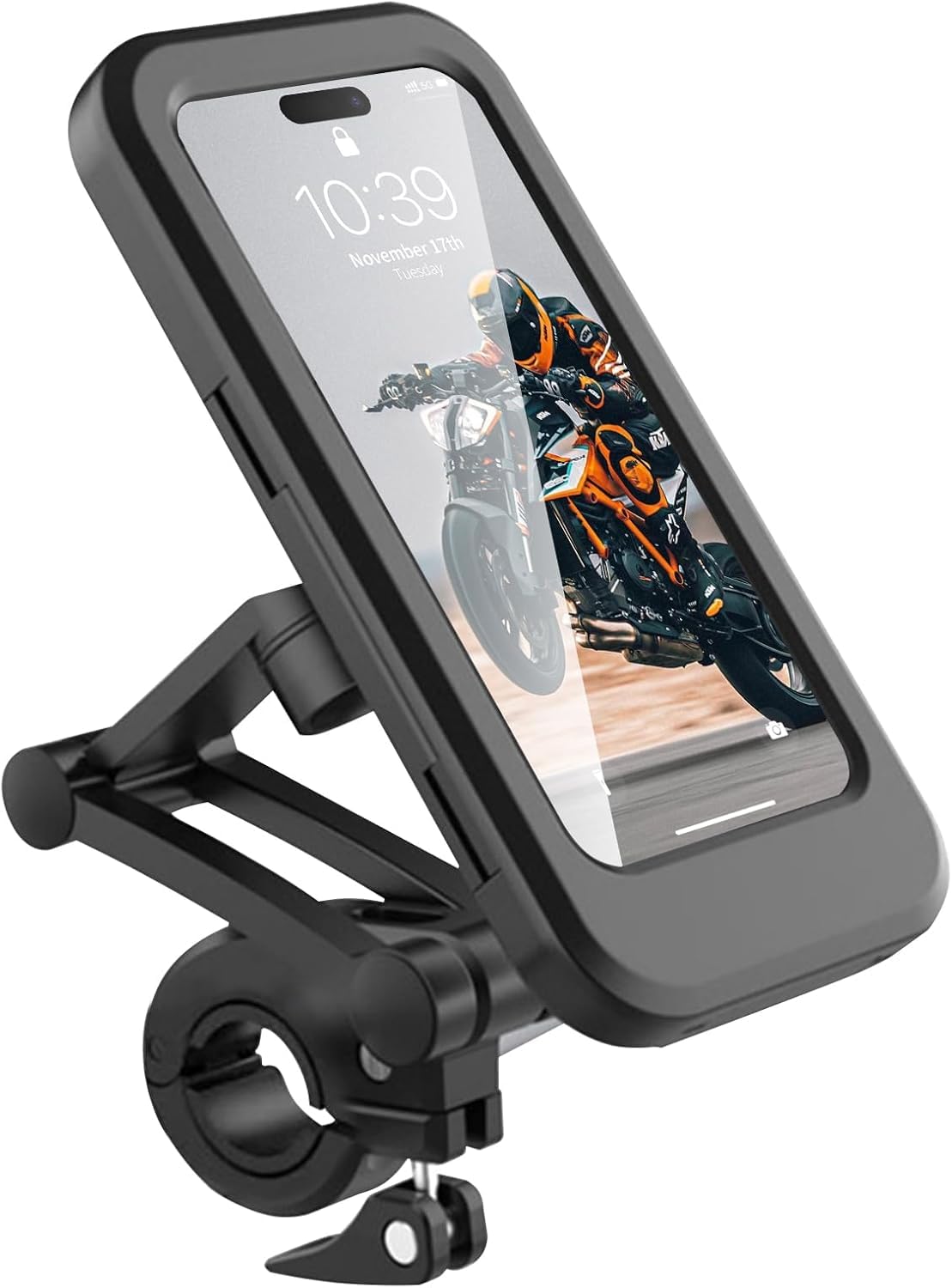 CERLINK Waterproof Bike Mobile Holder for Bicycle & Motorcycle | 360° Rotatable Touch Screen Phone Mount | Shockproof Adjustable Handlebar Stand | Fits 4.7–6.7 Inch Smartphones-image-17
