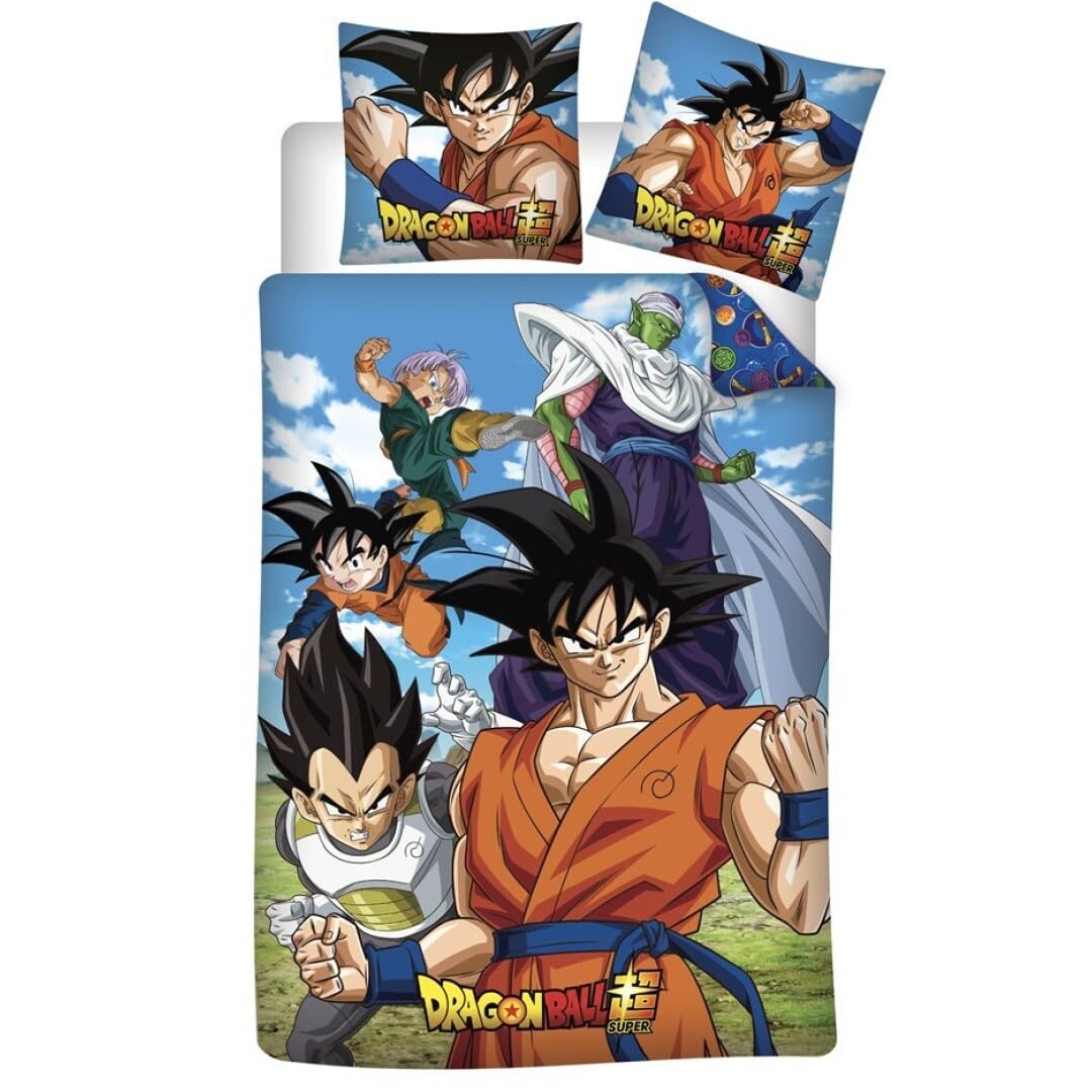 Aymax Dragonball Super Bedding Set, 100% Cotton, Duvet Cover 140 x 200 cm + Pillowcase 65 x 65 cm