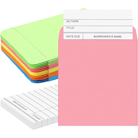 Fainne Library Checkout Cards with Colorful Envelopes