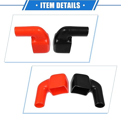 Miniatura 5 de 1 par de cubiertas de aislamiento para terminales de batería, 1.575 in de longitud, 0.394 in, 0.39 pulgadas, tapa universal para motocicleta,