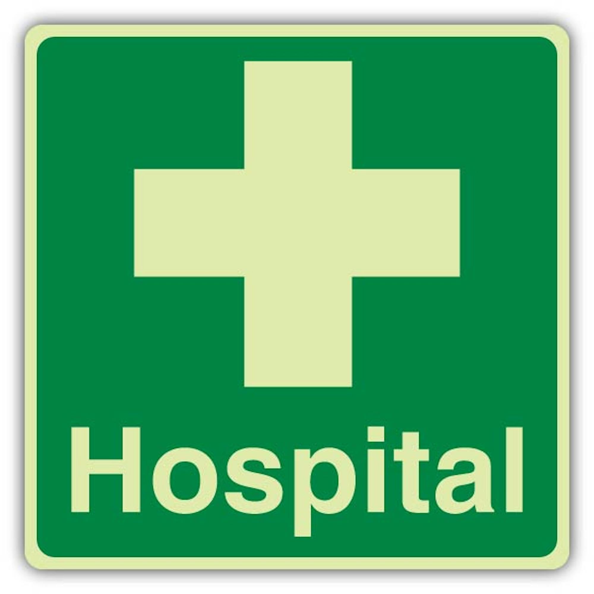 Cartello ospedaliero di sicurezza V – 450 x 450 mm – Triple Glow rigido