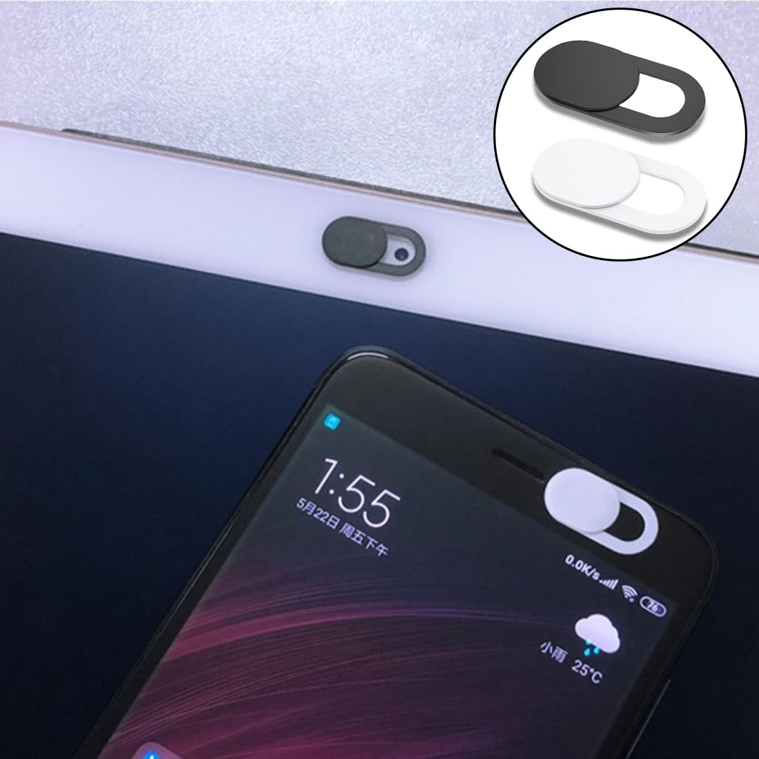 2 Pezzi Webcam Cover,Copri Webcam,0,6 Mm Ultra Thin Metal Slider Camera Per Laptop,Tablet,Pc