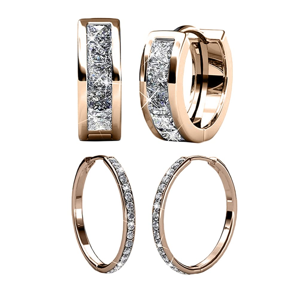 Cate And Chloe18k Rose Gold Hoop Earrings With Crystals Value