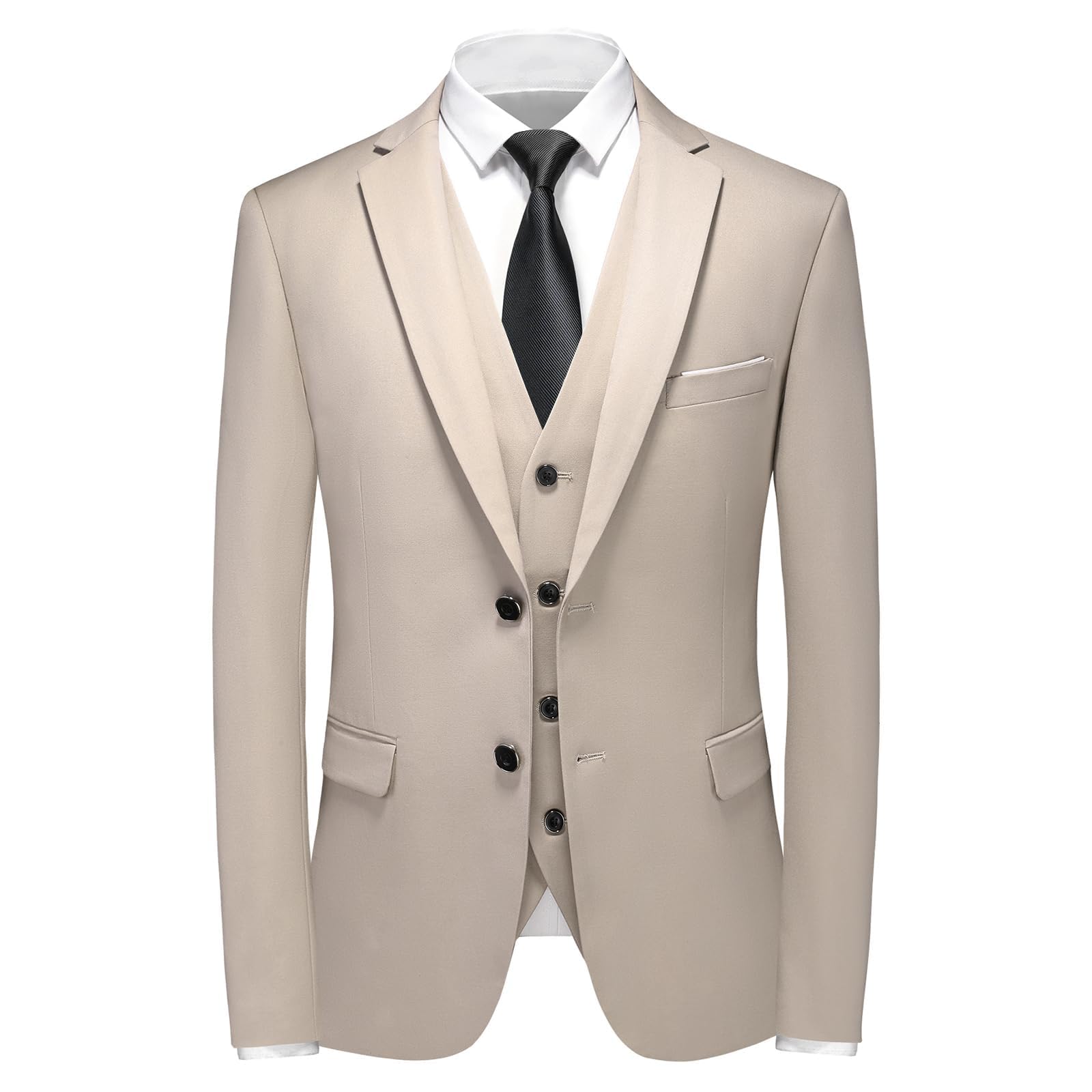 Traje de hombre de 3 piezas para boda de negocios Slim Fit Smoking de dos botones hombres 3 piezas chaqueta chaqueta y pantalones chaleco con corbata