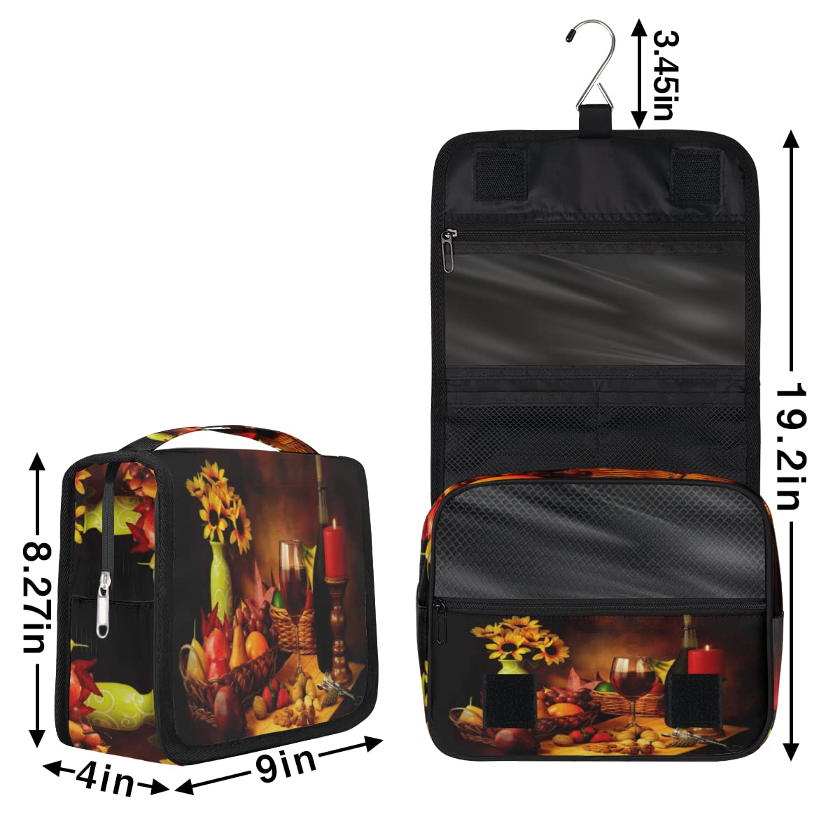 Jesienna podróżna kosmetyczka FallRed Wine Bottle Wash Pouch Bag Unisex Wiszące przybory toaletowe Kosmetyczka Organizer do makijażu, wielobarwny, Jeden rozmiar