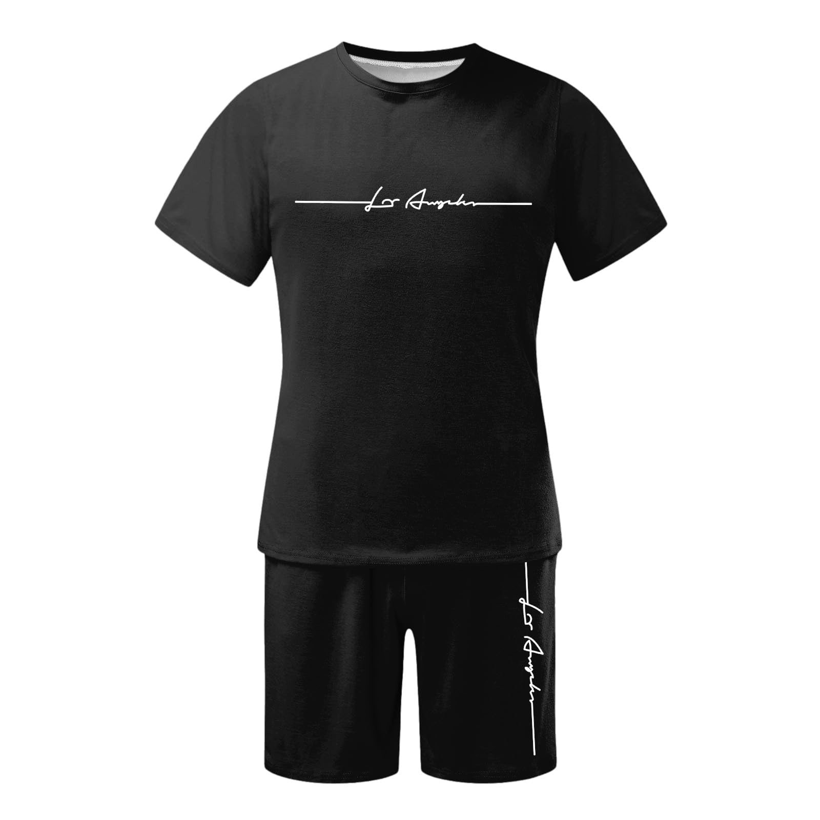 Chándal Deportivo Corto para Hombre 2 Piezas Conjunto de Chándal Camiseta + Pantalones Cortos Cómodo Transpirable Verano Traje de Deportivo Hombre Completo Chandal para Fútbol Baloncesto Tenis Jogging