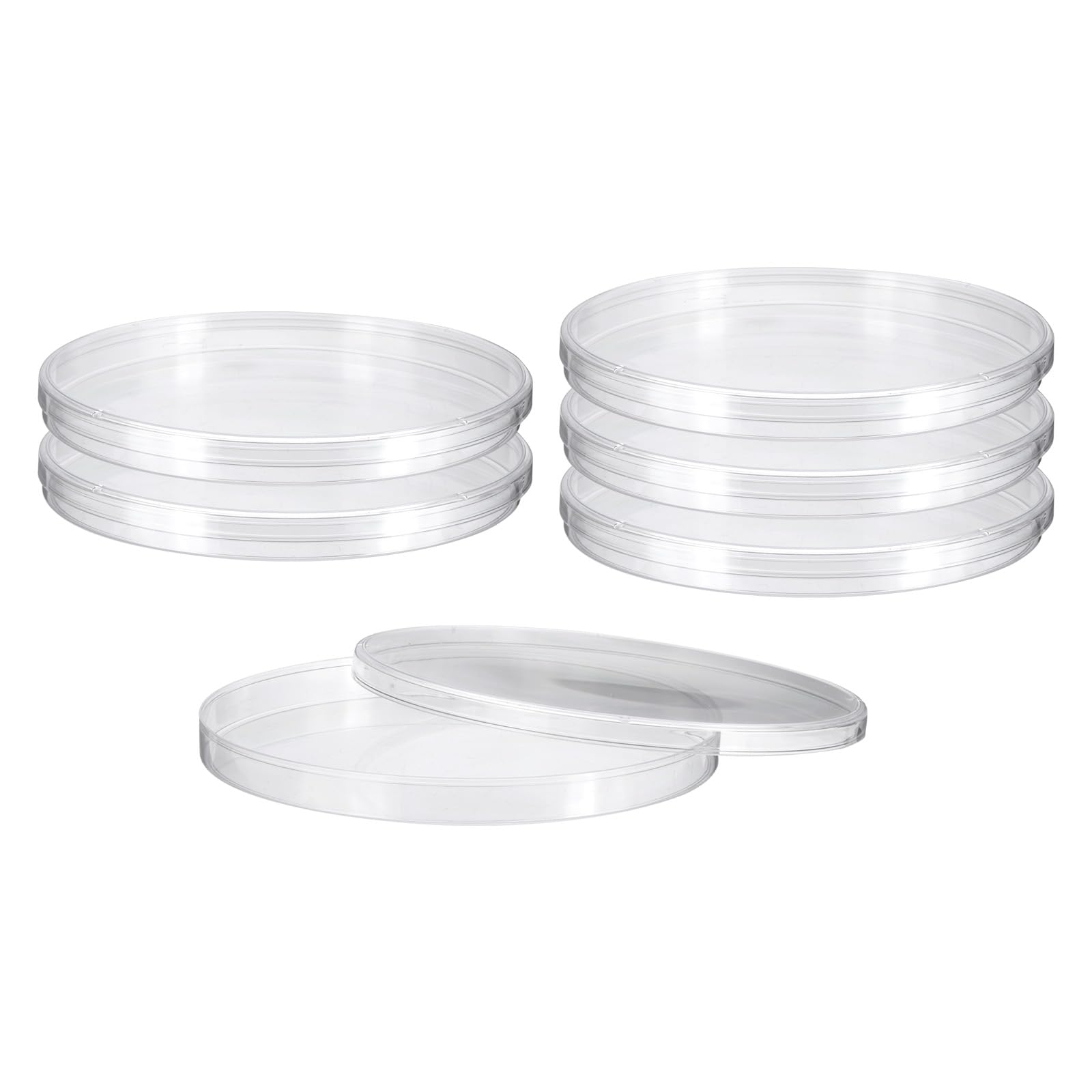 PATIKIL 150mm/5.9 Pollici Piastre Di Petri In Plastica Con Coperchio, 6 Pezzi Piastre Coltura Per Esperimenti Scientifici In Laboratorio, Trasparenti