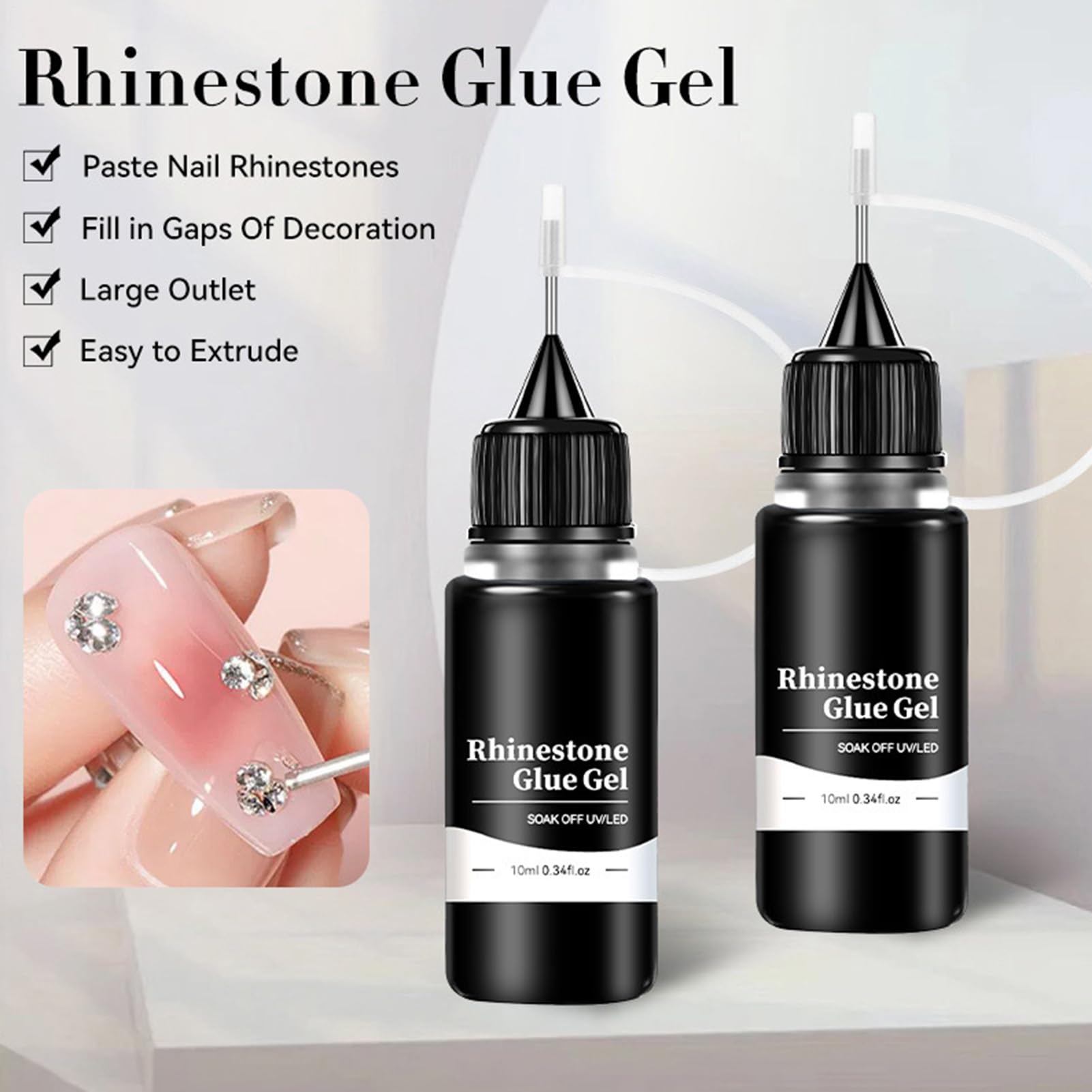 Glue Du Charme De L'ongle | Gel De Strass De 10 Ml De Longue Durée, Adhésif Fort 3 D Accessoires De Design S Effort Pour Créer Des Conceptions D'ongles 3d; Perfectionner Vos Ongles À La Mode Et Obteni