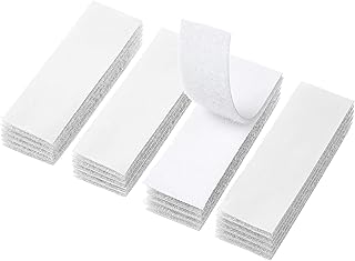 IRYNA 20Pcs Double Sided Sticky Pads Heavy Duty White Hook and Loop Strip Tape Self Adhesive Sticky Back Fastening Tape for Walls Floor Plastics Glasses Metals(3x10cm)