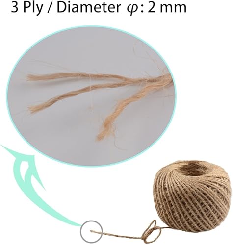 Miniatura 3 de Cuerda de yute natural de 3 capas de 328 pies para envolver regalos, cuerda de jardín para manualidades, manualidades y aplicaciones de jardinería