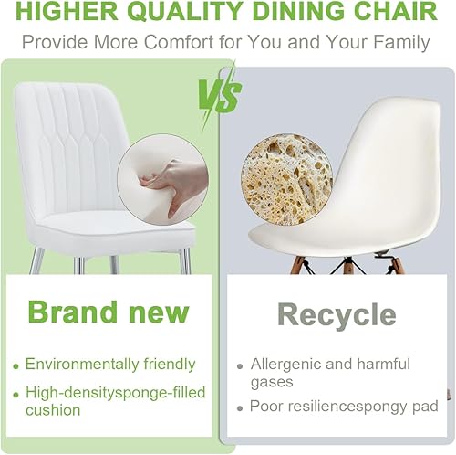 Miniatura 6 de Juego de 2 sillas de comedor modernas, sillas de comedor tapizadas, sillas de cocina con respaldo cómodo y patas cromadas plateadas, sillas de