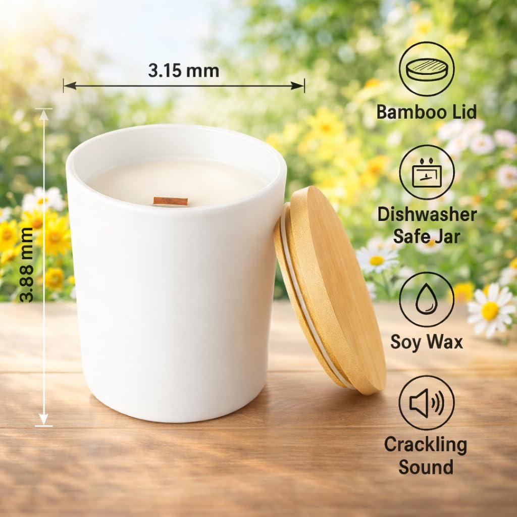 Gift Paradise® Candela di soia in polvere per bambini, 7 once, profumo di | Stoppino di legno, coperchio di bambù, scatola regalo magnetica, profumo polveroso pulito morbido