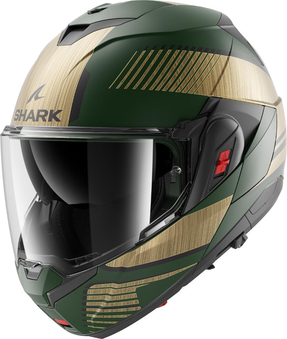 SHARK, Casque Moto Modulable OXO SIKTER Green Chrome Gold GUQ, L