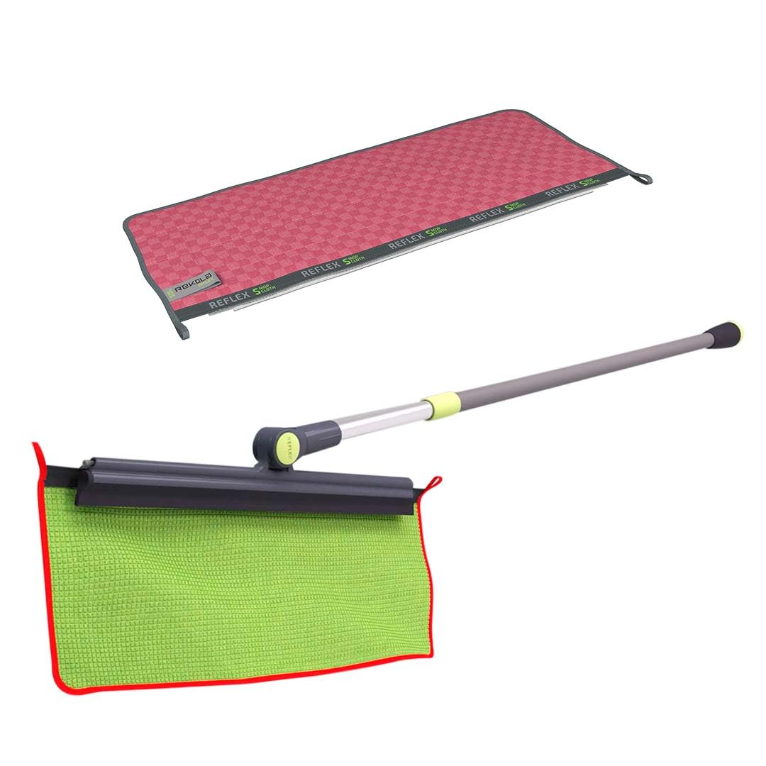 Kit Rekola Reflex, Palo telescópico, mopa H con Mayor Capacidad de Recoger Suciedad y mopa S para Suelos Antideslizantes