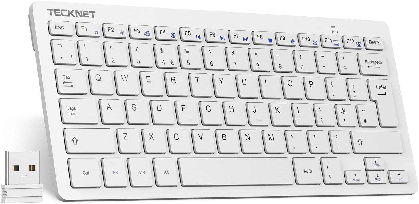 2.4G Wireless Keyboard For Windows/Android/Chrome OS, UK Layout Compact Mini Keyboard