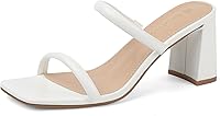 Avidirk Women's Square Toe Block Heel Sandals - 3 Inch Chunky Two Strap Slip-On Mules for Summer Style