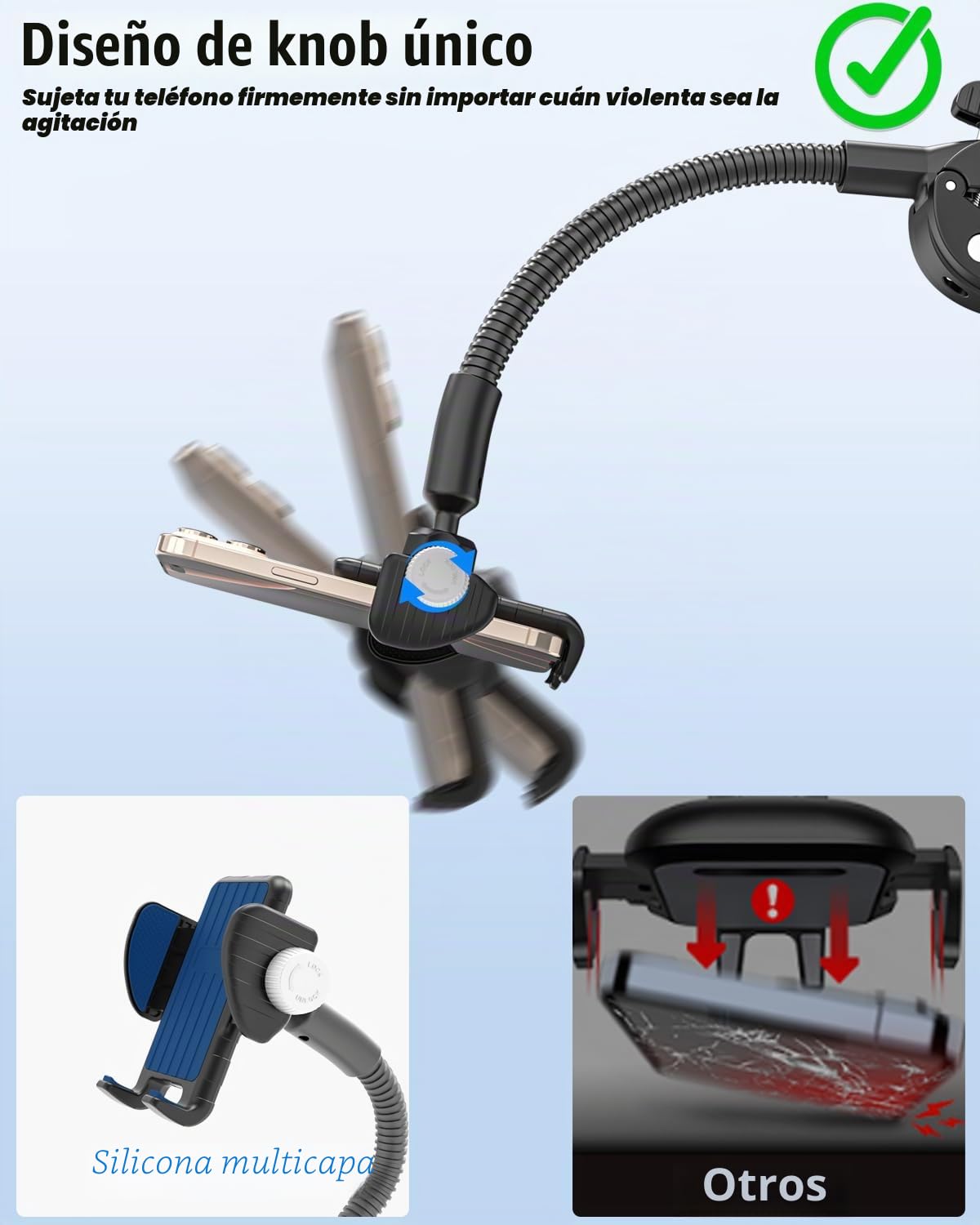 LYFPOOOM Soporte Cuello Cisne para teléfono móvil para Silla de Ruedas y Cochecito, Soporte portátil para teléfono Compatible con iPhone 16 Pro Max/15/14/13/12 y Todos los teléfonos Inteligentes.