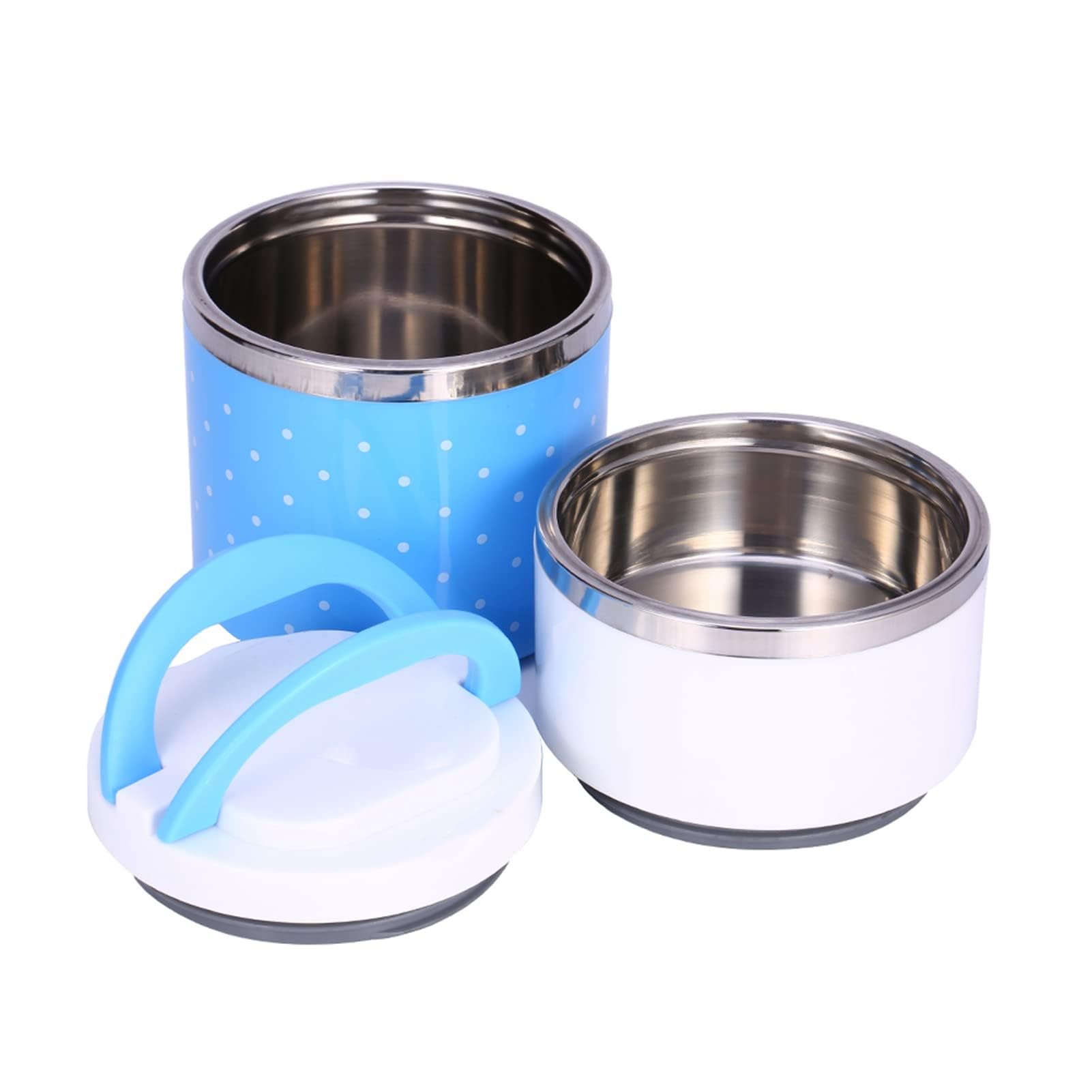 Lonchera térmica, conservación del calor, lonchera térmica de acero inoxidable de 2 capas con asas dobles, silicona para un sellado mejorado, material de polipropileno exterior